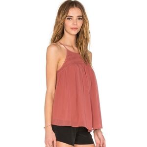 Joie Soseh Smocked Silk Sleeveless Top Burnt Terracotta Women's Size Medium Tank